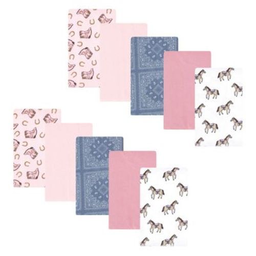 Hudson Baby Girls Cotton Flannel Burp Cloths 10-Pack, Cowgirl, One Size