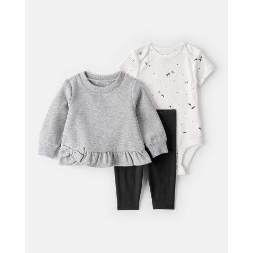 Baby Girl 3-Piece Bow Fleece Long-Sleeve Bodysuit & Pant Set - Carter's | Carter's