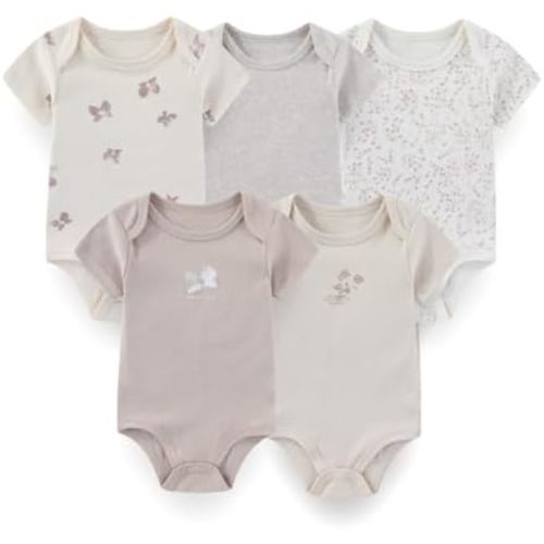 Unisex Baby Boy Girl Rompers 5-Pack Cotton Short Sleeve Infant Bodysuits New born Clothes
