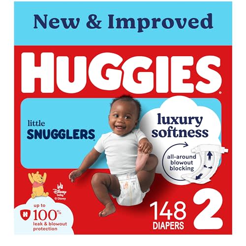 Huggies Size 2 Diapers, Little Snugglers Baby Diapers, Size 2 (12-18 lbs), 148 Count, Packaging May Vary