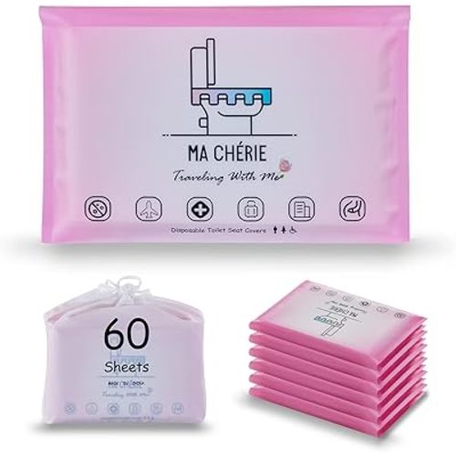 MA CHÉRIE Disposable Toilet Seat Covers, 60 Sheets (6 Packs x 10), Extra Large, Flushable, Travel & Family Friendly