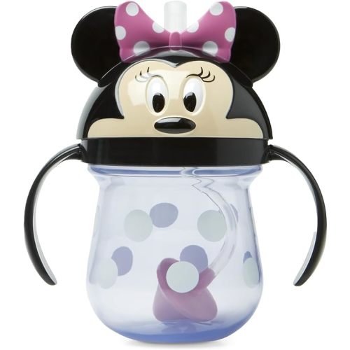 The First Years Disney Minnie Mouse Weighted Straw Cup - Spill Proof Toddler Cups with Flip Top Cover and Silicone Straw - Dishwasher Safe - 7 Oz - 6 Months and Up