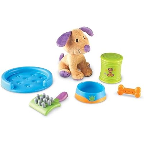 Learning Resources New Sprouts Puppy Care Play Set, First Pet, Imaginative Play, 6 Piece Set, Ages 2+, multi-color, 14 l x 3-1/2 w x 12 h in