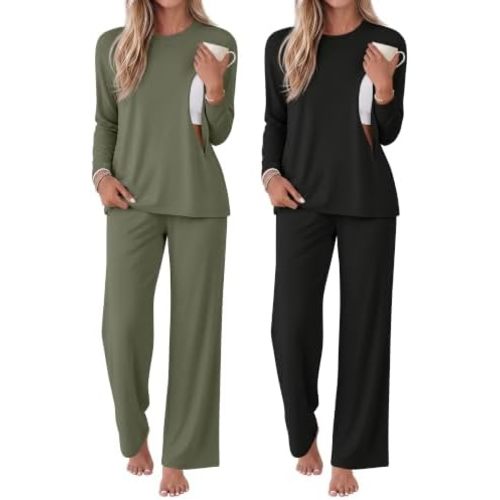 2 Pack Maternity Nursing Pajamas Postpartum Sets