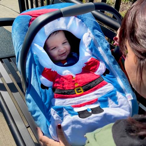 Santa Car Seat Cover: Plush Holiday Baby Costume