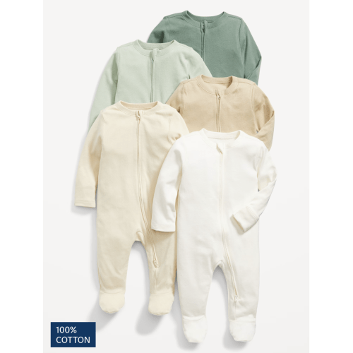 Unisex 2-Way-Zip Sleep & Play Footed One-Piece 5-Pack for Baby