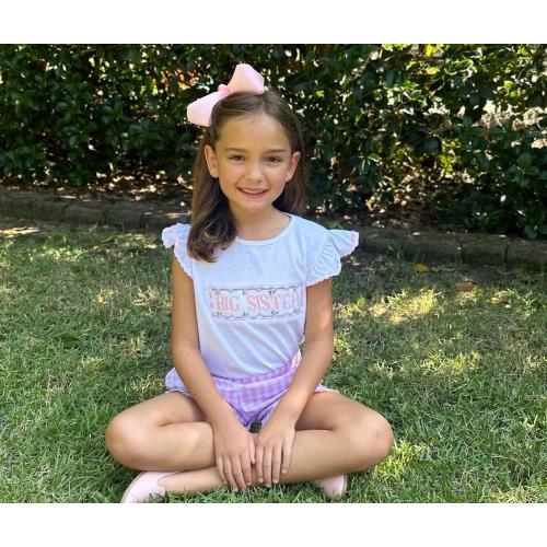 Big Sister Smocked Shirt - (Shorts Sold Separately) Coordinating Baby Brother & Baby Sister , Gender Reveal, Baby Girl, Baby Gift 623 *E