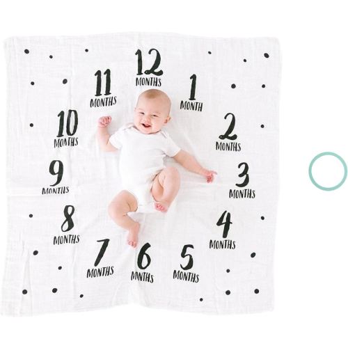 Pearhead Baby Milestone Blanket, Newborn Monthly Milestone Photo Prop, Baby Girl Or Baby Boy Keepsake Gift, New or Expecting Mom Gift, Large, Lightweight, Polka Dot