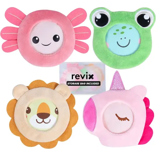 REVIX Kids Ice Packs - Reusable Gel Cold Packs for Toddlers and Babies, Soft Cloth Covers with 4 Cute Animal Designs, Hot & Cold Compress for Comfort, Soothing, Relaxation, and Everyday Bumps