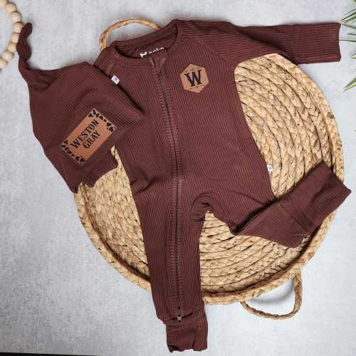 Western Newborn Coming Home Outfit | Personalized Baby Boy Outfit | Ranch Style Baby Set | Custom Name Hat & Initial Hexagon Chest Patch