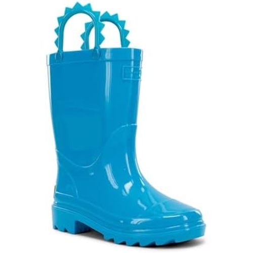 Western Chief Kids Waterproof Neon Rain Boots with Pull-On Handles and Traction Outsole