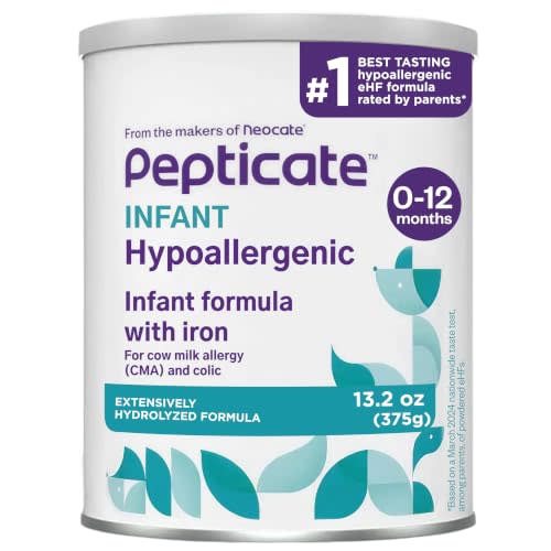 Pepticate Hypoallergenic Infant Formula 0–12 Months 13.2oz | Hypoallergenic baby formula for relief of cow milk allergy symptoms like colic & eczema. Contains DHA, ARA & Prebiotics