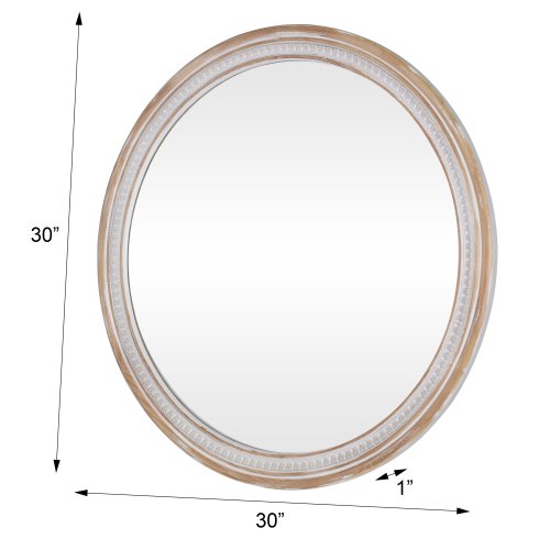 30" Round Solid Wood Boho Wall Mirror - 30"x 1" x 30"