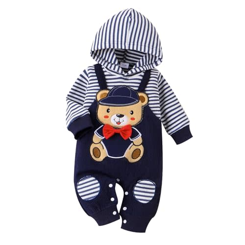TOKIAGO Baby Boy Clothes Newborn Hoodie Romper Fall Winter One-piece Outfit Infant Cute Cartoon Clothing Set 0-18 Months