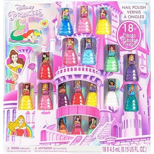 Disney Princess Nail Polish Set, 18-Piece Peel-Off for Girls, Ages 3+