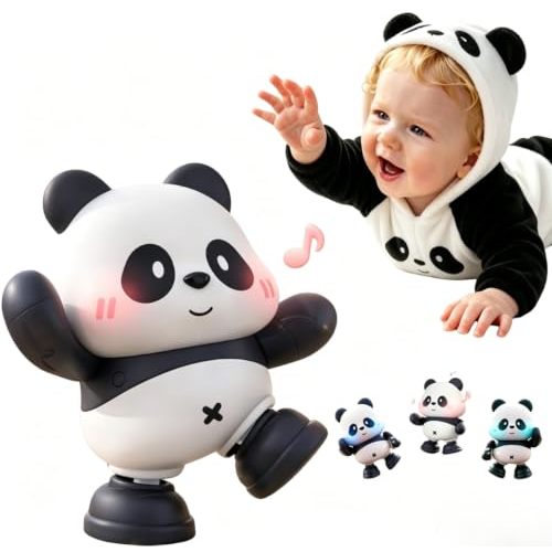 Cuddobaby Dancing Panda Musical Toy| Tummy Time 0-6M, Crawling 6-12M | High Contrast, Light-Up Color Changes, Hands-Free Flash Card Stand, 2-Level Sound, for Newborns, Infants, Drop-Proof