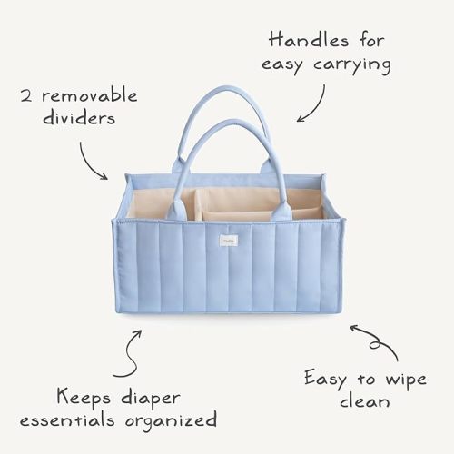 mushie Baby Diaper Caddy | Newborn Essentials Organizer for Diaper Changing Station (Tradewinds)
