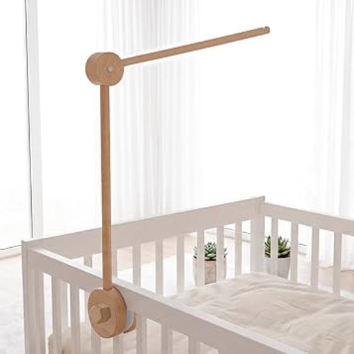Natural Wooden Crib Mobile Arm – Foldable & Adjustable Baby Mobile Holder, Smooth Beech Wood Mobile Hanger with 360° Rotation, Easy Attachment for Nursery Decor & Newborn Cribs