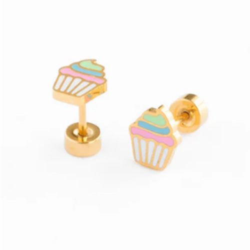 Enamel Cupcake Stud Earring – Pip Pop Post