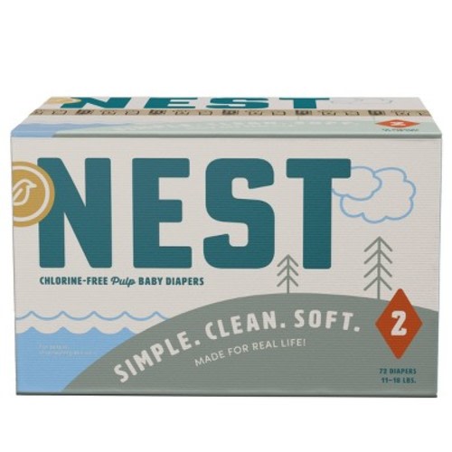 Nest Chlorine-Free Baby Diapers - Fragrance Free, Gentle for Sensitive Skin - Size 2