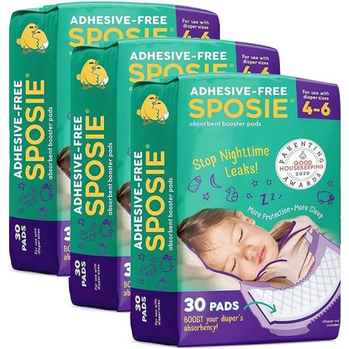Sposie Overnight Diaper Booster Pads, The Viral TikTok Product to Stop Diaper Leaks, Better Nighttime Sleep  and Bed Sheet Protection for Boys and Girl, Reduce Diaper Rash, Size 4,5,6.