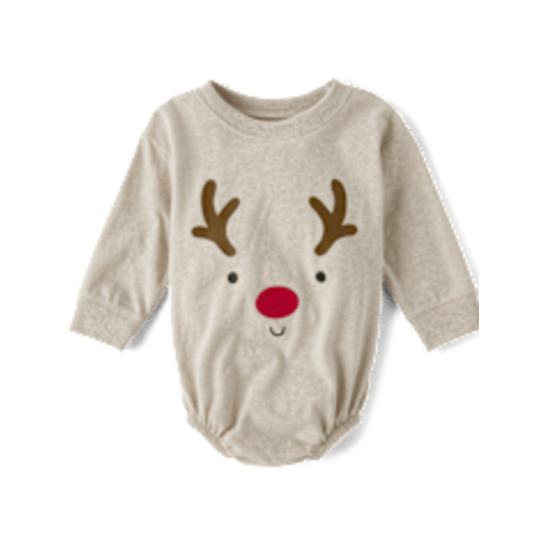 Baby Long Sleeve Christmas Reindeer Graphic Bodysuit - BROWN | The Children's Place