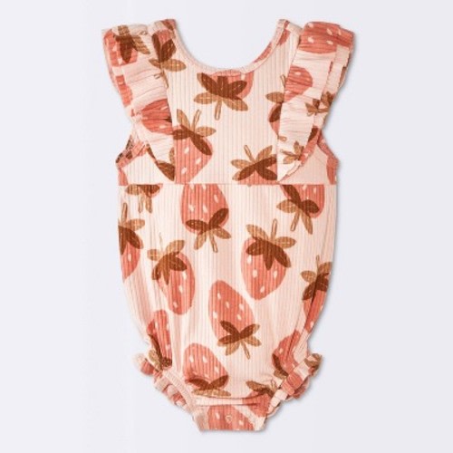 Baby Girls' Strawberry Ruffle Tank Romper - Cloud Island™ Light Pink 0-3M