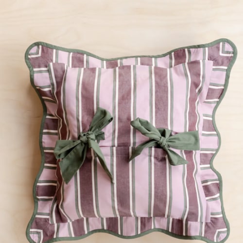 Cotton Cushion Cover in Pink Stripe