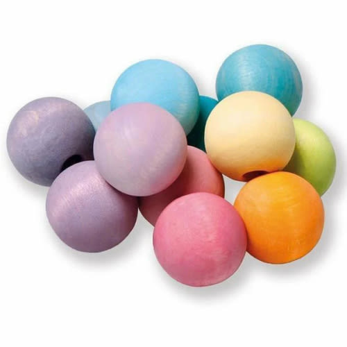 Grimm's Pastel Beads Grasper Toy - The Natural Baby Company - The Natural Baby
