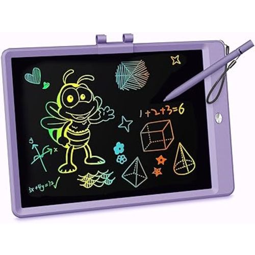 KOKODI LCD Writing Tablet, 10 Inch Colorful Toddler Doodle Board Drawing Tablet, Erasable Reusable Electronic Drawing Pads, Educational and Learning Toy for 3-6 Years Old Boy and Girls(Purple)