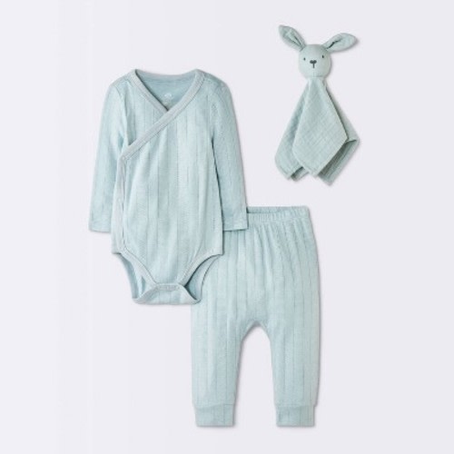 Baby Boys' 3pc Bodysuit With Pants and Lovey Gift Set - Cloud Island™ Blue 0-3M