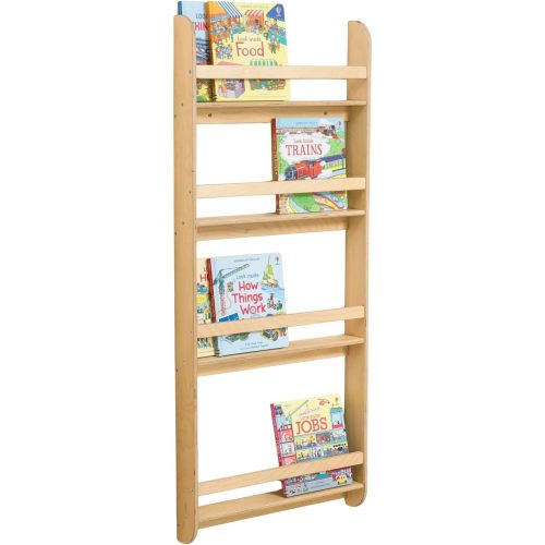 Montessori Wall-Mounted Bookshelf for Toddlers Toy Storage Shelf Organizer for Playroom and Classroom Floor Bookshelves for Kids Room (Natural, L, 4)