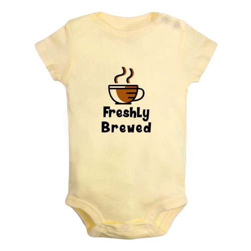 iDzn Freshly Brewed Funny Rompers For Babies, Newborn Baby Unisex Bodysuits, Infant Jumpsuits, Toddler 0-24 Months Kids One-Piece Oufits