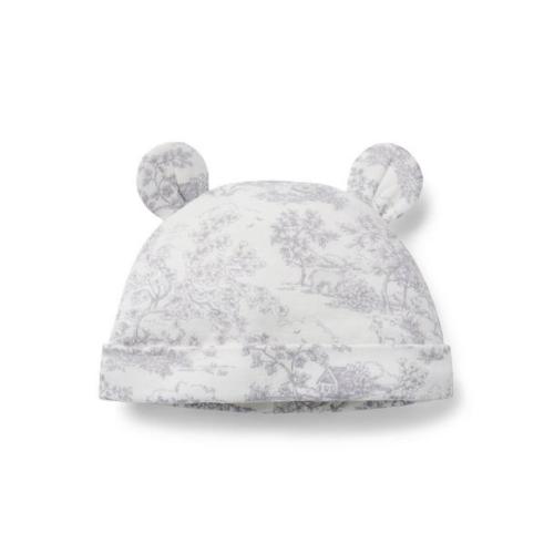 Newborn Jet Ivory Woodland Toile Baby Toile Bear Ear Beanie by Janie and Jack