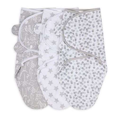 The Peanutshell Grey Safari Sky 3-Pack Swaddles
