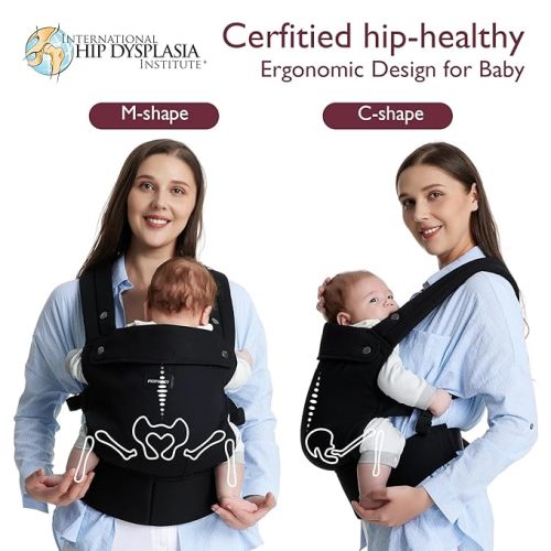 Momcozy Baby Carrier - Ergonomic, Cozy and Lightweight Carrier for 7-44lbs, Effortless to Put On, Ideal for Hands-Free Parenting, Enhanced Lumbar Support, Purehug for Infant to Toddler, Black