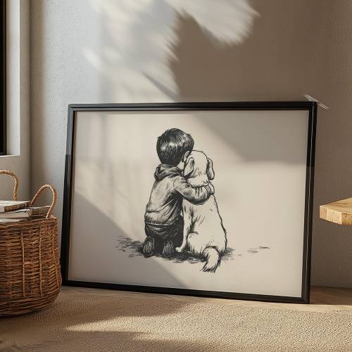 Puppy Nursery Print: Vintage Dog Sketch, Boy Room Decor (Digital Download)