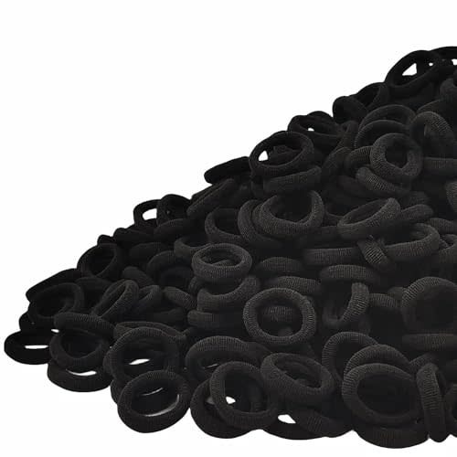 Tesvyns 300Pcs Baby Hair Ties Cotton Toddler Hair Ties for Girls and Kids, Kids Seamless Hair Bands Ponytail Holders(Black)