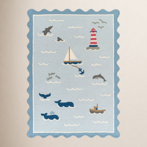 Birch Lane™ Lola Hand Tufted Wool Sea Blue Area Rug | Wayfair
