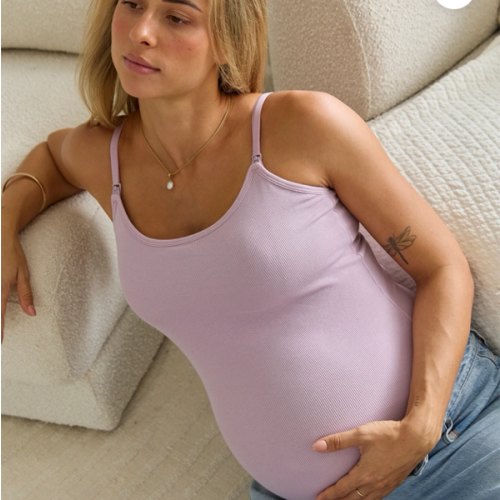 Soft Ribbed Nursing Tank - Lilac