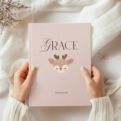 Your First Year - Baby's Memory Book. Personalized Album, Keepsake, Gift for parents, Record book, Baby-shower gift, Present for new mom