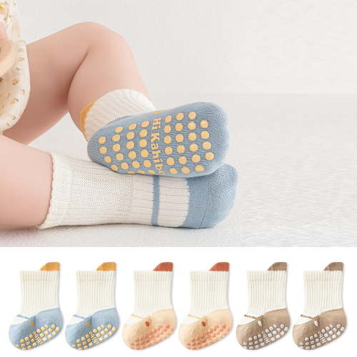 3 Pairs Toddler Non Slip Socks, Cute Baby Socks with Grips Crew Socks for Newborn Infants and Toddler Boy Girl