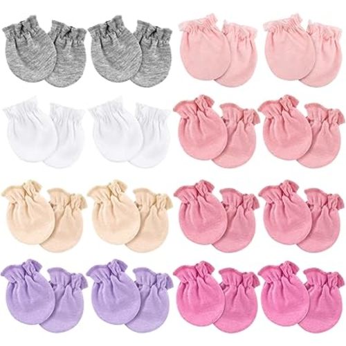 Newborn Baby Mittens No Scratch Cotton Elastic Wrist Gloves Infant Toddler Mittens for Baby Boy Girl 0-6 Months