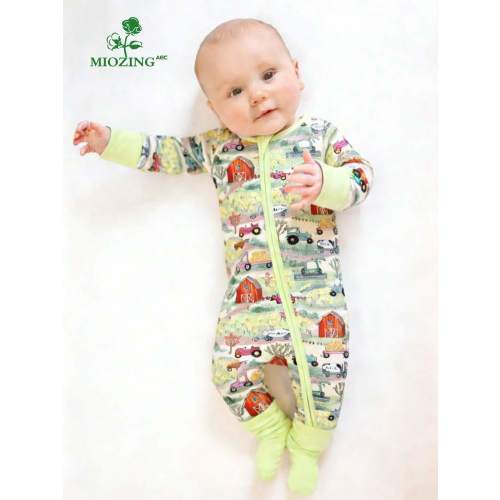 Miozing Bamboo Baby Sleeper, Zip-Up Convertible Footie With 2-Way Zipper, Long Sleeve, Spring Farm Tractor, Barn & Floral Print, Breathable & Cozy, Perfect For Everyday Wear,Baby Boy Clothes,Baby Girls Clothes,Baby Clothes,Baby Essentials | SHEIN USA