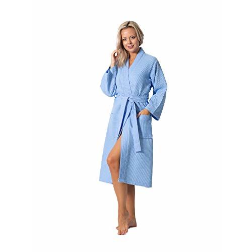 Turkish Linen Waffle Knit Lightweight Kimono Spa & Bath Robes for Women - Quick Dry - Soft