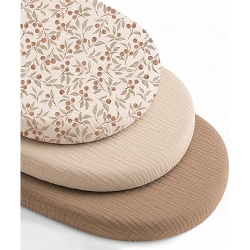 Niceye Muslin Bassinet Sheets 3-Pack for Hourglass Bassinets, 32" x 16"