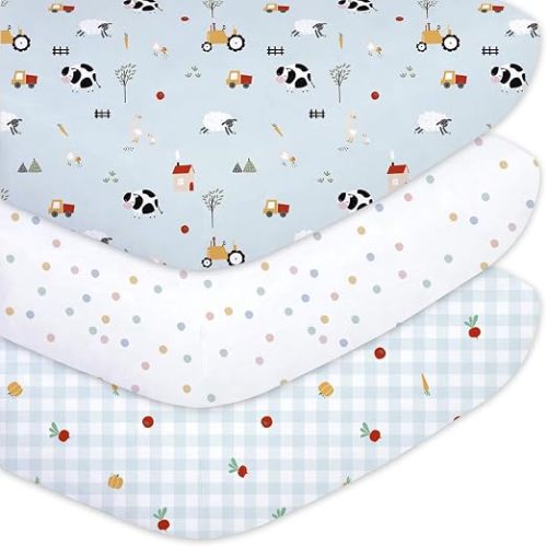 Little Grape Land 3 Pack Crib Sheets Baby Toddler Sheets,52x28