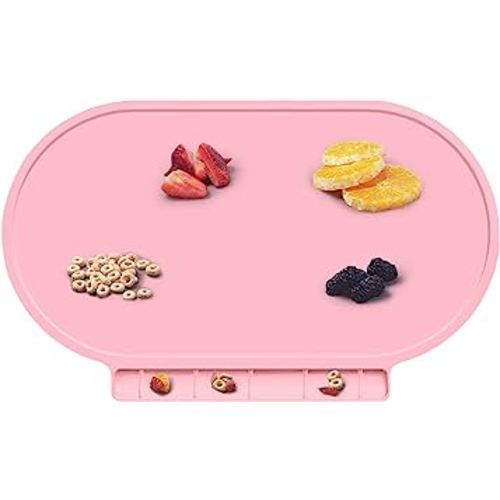 Kids Silicone Placemats, Baby Placemats with Food Catching for Kids Toddler Children Reusable Non-Slip Table Mats Baby Food Mats for Restaurant (Baby Pink)