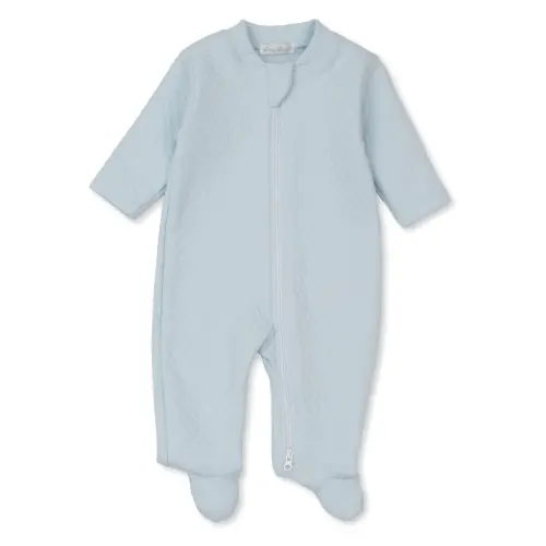 Classic Jacquards Blue Zip Footie - Newborn