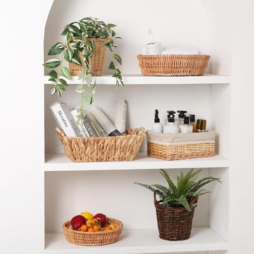 Handcrafted Storage Basket, Hand-woven Wicker Shelf Basket, Natural Willow Materials, Rectangular,1 Pack, Large Size